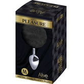 ALIVE - BLACK FLUFFY SMOOTH METAL ANAL PLEASURE PLUG SIZE M
